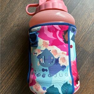 HydroJug Water Bottle with Pink and Blue Floral Sleeve